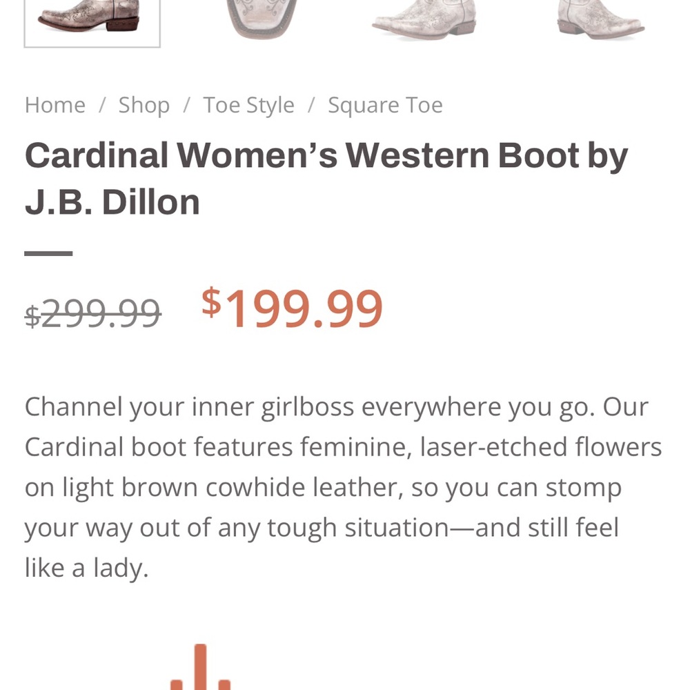 J.B. Dillon Cardinal Women's Western Boots - Picture 2 of 13